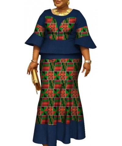 African Women's Dress Dashiki Ankara Plus Size Wax Print Half-Sleeve Joint Skirt 7 $43.44 Dresses