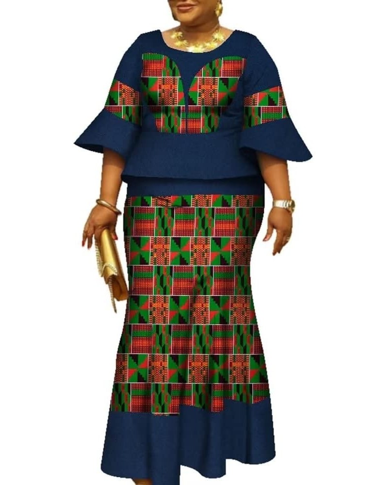 African Women's Dress Dashiki Ankara Plus Size Wax Print Half-Sleeve Joint Skirt 7 $43.44 Dresses