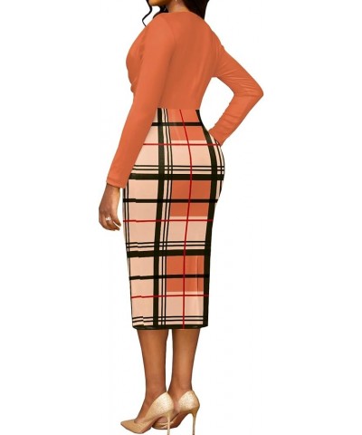 Women's Wear to Work Business Bodycon Church Dresses Grid/Orange $14.00 Dresses