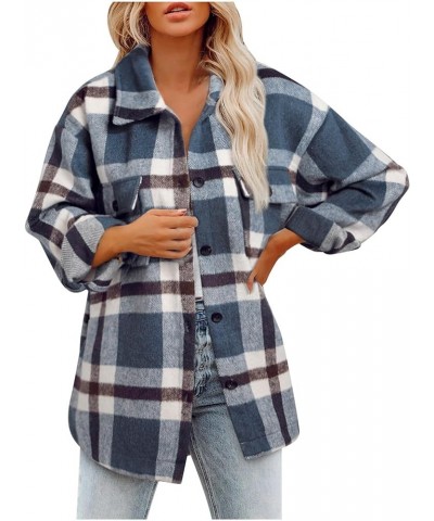 Womens Flannel Plaid Shackets Jackets 2024 Long Sleeve Shirts Tops Fashion Button Down Corduroy Outfits Clothes With Pockets ...