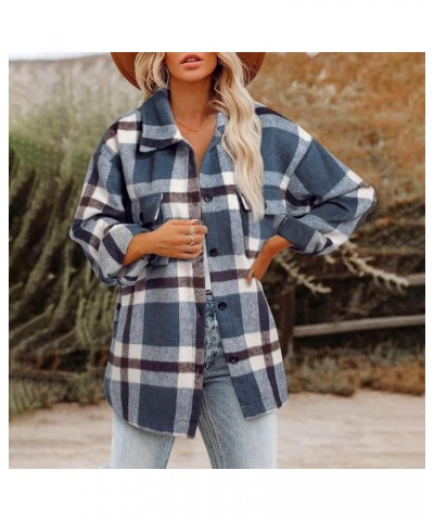 Womens Flannel Plaid Shackets Jackets 2024 Long Sleeve Shirts Tops Fashion Button Down Corduroy Outfits Clothes With Pockets ...