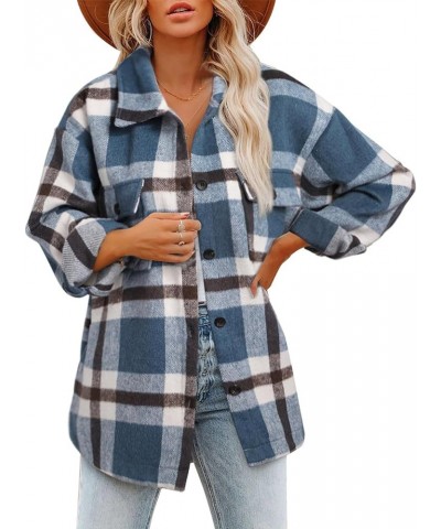 Womens Flannel Plaid Shackets Jackets 2024 Long Sleeve Shirts Tops Fashion Button Down Corduroy Outfits Clothes With Pockets ...