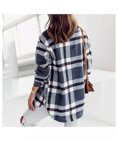 Womens Flannel Plaid Shackets Jackets 2024 Long Sleeve Shirts Tops Fashion Button Down Corduroy Outfits Clothes With Pockets ...