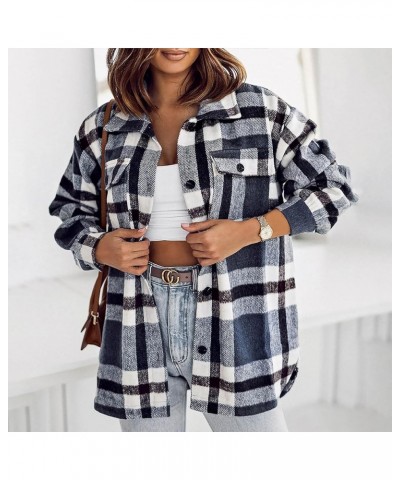 Womens Flannel Plaid Shackets Jackets 2024 Long Sleeve Shirts Tops Fashion Button Down Corduroy Outfits Clothes With Pockets ...