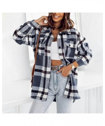 Womens Flannel Plaid Shackets Jackets 2024 Long Sleeve Shirts Tops Fashion Button Down Corduroy Outfits Clothes With Pockets ...