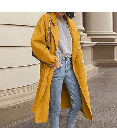 Women's Winter Faux Wool Thin Coat Ladies Jacket Slim Long Overcoat Solid Classic Lapel Loose Outwear Foreign Jackets (Black,...