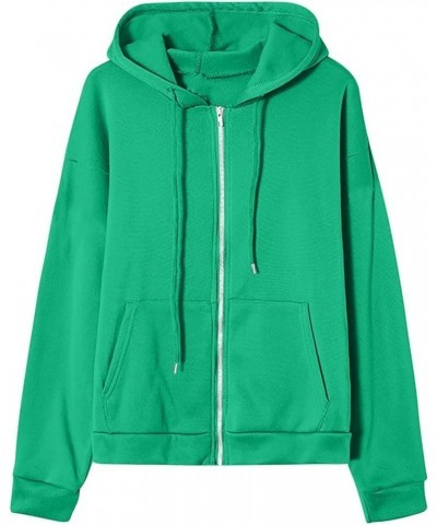 Women's Oversized Y2K Hoodies Zipper Drawstring Hooded Jackets 2023 Trendy Lightweight Dressy Streetwear with Pockets 06-gree...