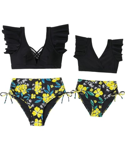 Family Matching Swimsuit Summer Beach Push Up Bikini Set Hawaii Holiday Monokini Swimwear Girls I-black $14.83 Swimsuits