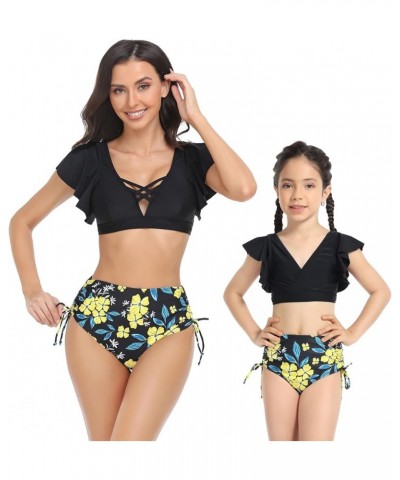 Family Matching Swimsuit Summer Beach Push Up Bikini Set Hawaii Holiday Monokini Swimwear Girls I-black $14.83 Swimsuits