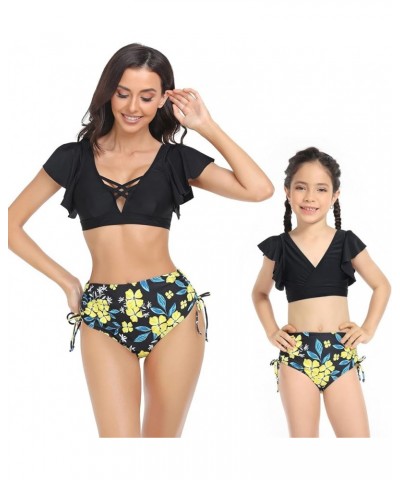 Family Matching Swimsuit Summer Beach Push Up Bikini Set Hawaii Holiday Monokini Swimwear Girls I-black $14.83 Swimsuits