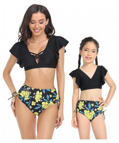 Family Matching Swimsuit Summer Beach Push Up Bikini Set Hawaii Holiday Monokini Swimwear Girls I-black $14.83 Swimsuits