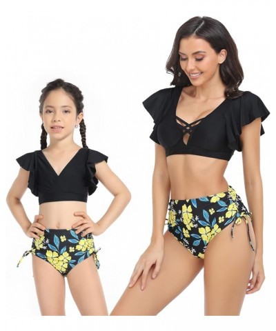 Family Matching Swimsuit Summer Beach Push Up Bikini Set Hawaii Holiday Monokini Swimwear Girls I-black $14.83 Swimsuits