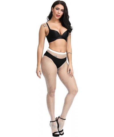 Women's Fishnet Stockings Sexy Tights High Waisted Pantyhose 16white1 $5.49 Socks