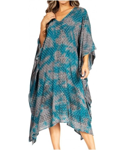 Clementine Third Women's Tie Dye Caftan Dress/Cover Up Beach Kaftan Summer 43-turquoise $15.04 Swimsuits