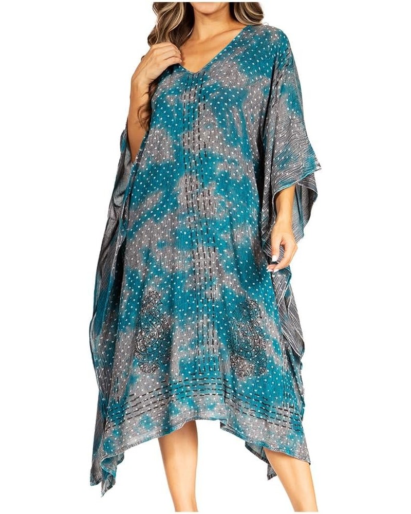 Clementine Third Women's Tie Dye Caftan Dress/Cover Up Beach Kaftan Summer 43-turquoise $15.04 Swimsuits