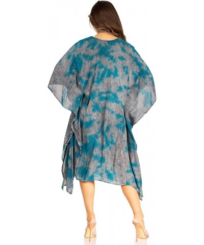 Clementine Third Women's Tie Dye Caftan Dress/Cover Up Beach Kaftan Summer 43-turquoise $15.04 Swimsuits