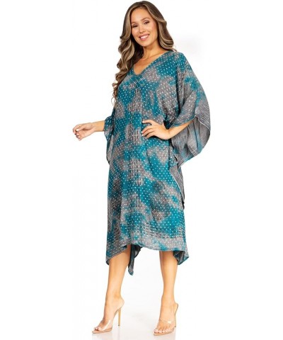 Clementine Third Women's Tie Dye Caftan Dress/Cover Up Beach Kaftan Summer 43-turquoise $15.04 Swimsuits