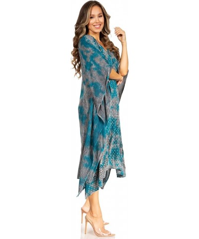 Clementine Third Women's Tie Dye Caftan Dress/Cover Up Beach Kaftan Summer 43-turquoise $15.04 Swimsuits