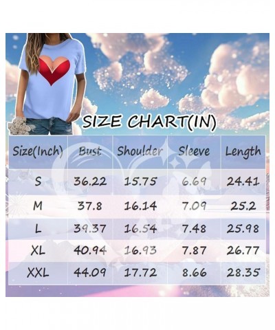 Womens Crew Neck T-Shirt T-Shirts Short Sleeve Blouses Cute Heart Love Printed Valentine Tops Plus Size Top Outfit A1068-ligh...