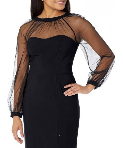 Women's Illusion Dress Occasion Event Party Holiday Cocktail Guest of Wedding Long Slv - Black $21.70 Dresses