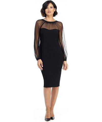 Women's Illusion Dress Occasion Event Party Holiday Cocktail Guest of Wedding Long Slv - Black $21.70 Dresses