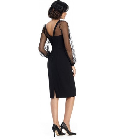 Women's Illusion Dress Occasion Event Party Holiday Cocktail Guest of Wedding Long Slv - Black $21.70 Dresses