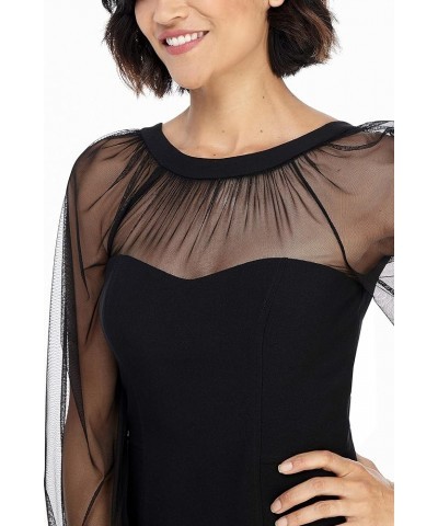 Women's Illusion Dress Occasion Event Party Holiday Cocktail Guest of Wedding Long Slv - Black $21.70 Dresses