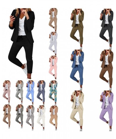 Womens Business Work Suits Dressy Casual 2 Piece Outfits Office Lady Open Front Blazer and Drawstring Pants Set Beige5 $12.25...