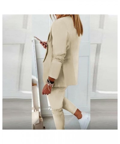 Womens Business Work Suits Dressy Casual 2 Piece Outfits Office Lady Open Front Blazer and Drawstring Pants Set Beige5 $12.25...