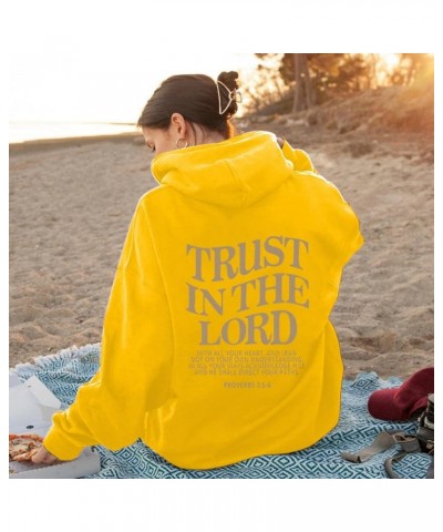 Trust In The Lord Womens Oversized Hoodie Long Sleeve Pullover Hoodies Casual Hooded T Shirts Winter Fashion For Women Yellow...