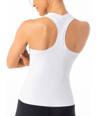 Women's Studio Essential Racerback Tank Top Yoga Performance Workout Tops Waist Length White - Waist Length $12.95 Activewear