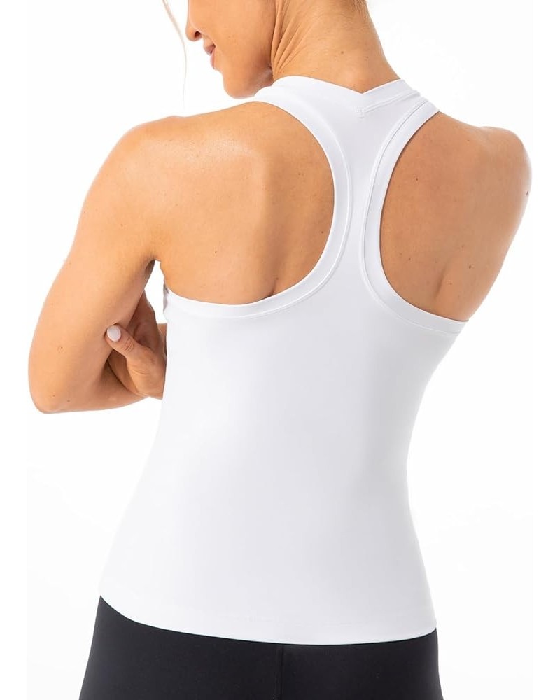 Women's Studio Essential Racerback Tank Top Yoga Performance Workout Tops Waist Length White - Waist Length $12.95 Activewear