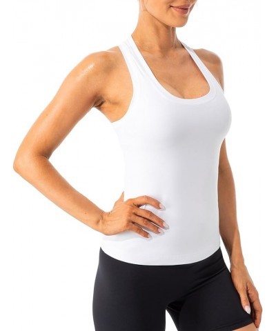 Women's Studio Essential Racerback Tank Top Yoga Performance Workout Tops Waist Length White - Waist Length $12.95 Activewear