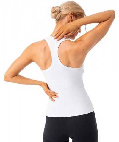 Women's Studio Essential Racerback Tank Top Yoga Performance Workout Tops Waist Length White - Waist Length $12.95 Activewear