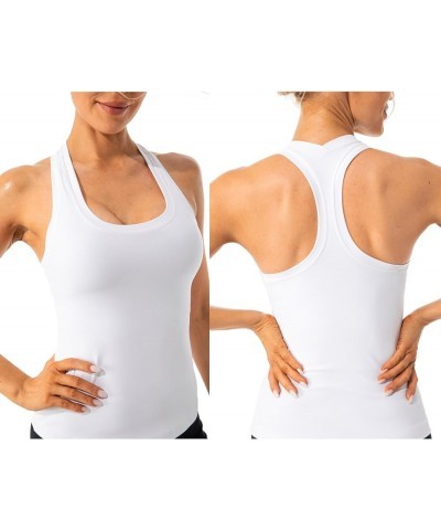 Women's Studio Essential Racerback Tank Top Yoga Performance Workout Tops Waist Length White - Waist Length $12.95 Activewear