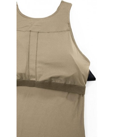 Womens High Neck Workout Tank Tops - with Built-in Shelf Bra Racerback Athletic Sports Shirts Khaki Fog $15.18 Activewear