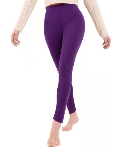 Women's High Waisted Leggings Yoga Pants for Women Soft Cotton Blended Spandex Stretchable Knit 09-purple $9.35 Leggings
