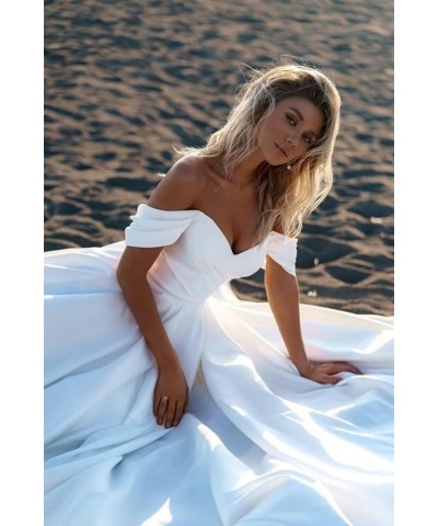 Off Shoulder Satin Prom Dresses Ball Gown Wedding Dress for Bride A Line Formal Evening Gown Aqua $43.95 Dresses