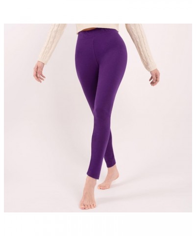 Women's High Waisted Leggings Yoga Pants for Women Soft Cotton Blended Spandex Stretchable Knit 09-purple $9.35 Leggings