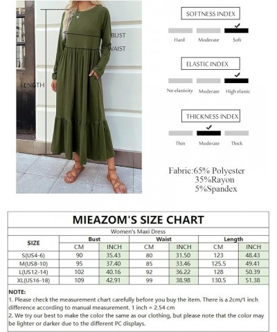 Women's Long Sleeves Maxi Dress Casual Loose Tiered Flowy Swing Beach Long Dresses with Pockets Brown $19.89 Dresses