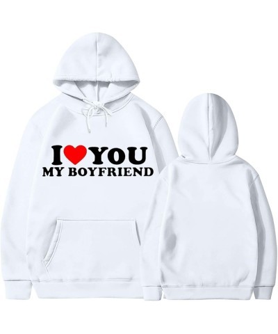 I Love You My Girlfriend Hoodie Heart Print Matching Hoodies for Couples I Love You My Boyfriend Sweatshirt with Pocket Women...
