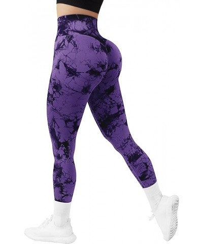Womens High Waist Tummy Control Leggings Ruched Butt Lift Yoga Pants Workout Tights 88 Tie Dye Purple $13.56 Leggings