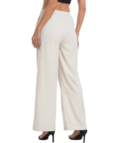 Women's Linen Drawstring Pants Wide Leg Casual Palazzo Trouser with Pockets Khaki Sand $23.84 Pants