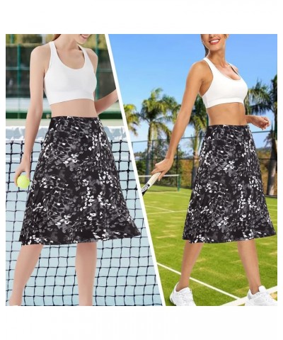 Womens Skorts Modest Knee Length Skirts Athletic Midi Active Running Skirt Grey Floral $17.22 Skirts