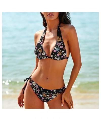 Women's Bikini Set 2 Piece Swimsuits for Women, Halter Bikini Tops Triangle Bottoms Beach Bathing Suit Floral $14.74 Others