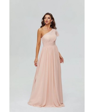 Women's One Shoulder Bridesmaid Dresses Chiffon Long Bodices Formal Evening Gowns 2023 Sky Blue $30.79 Dresses