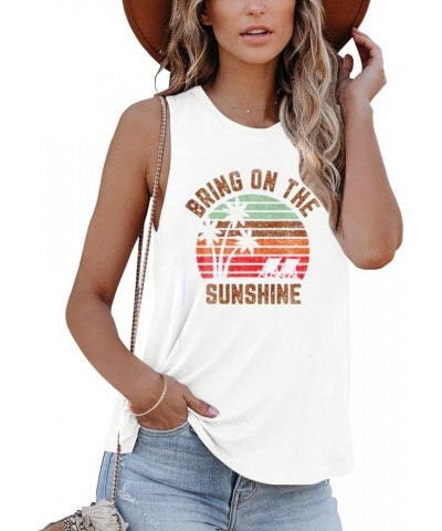 Women Graphic Tank Tops Loose Fit Summer Sleeveless Tee Shirts Casual Crew Neck Basic Blouses W2-sunshine $10.81 Tanks