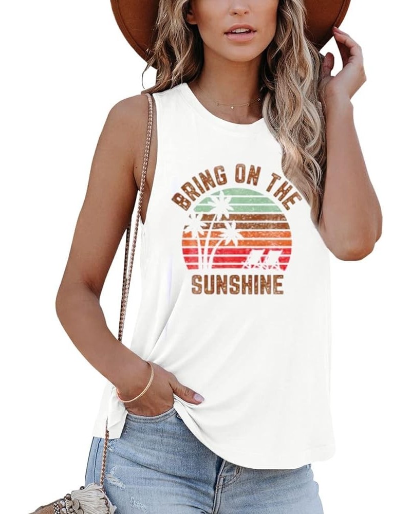 Women Graphic Tank Tops Loose Fit Summer Sleeveless Tee Shirts Casual Crew Neck Basic Blouses W2-sunshine $10.81 Tanks