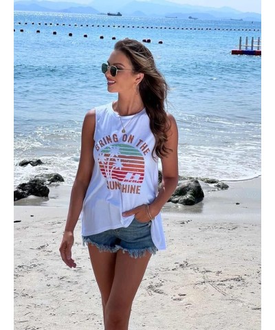 Women Graphic Tank Tops Loose Fit Summer Sleeveless Tee Shirts Casual Crew Neck Basic Blouses W2-sunshine $10.81 Tanks