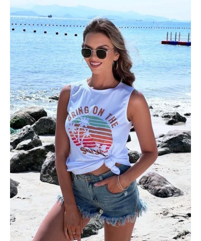 Women Graphic Tank Tops Loose Fit Summer Sleeveless Tee Shirts Casual Crew Neck Basic Blouses W2-sunshine $10.81 Tanks